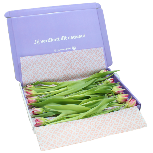 dubbele roze brievenbus tulpen