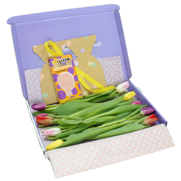feest brievenbus tulpen