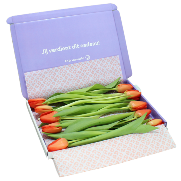 oranje brievenbus tulpen
