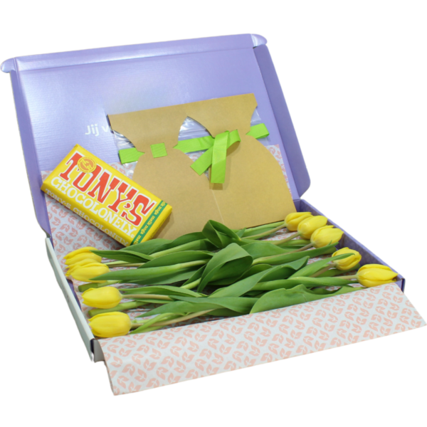 zin in de zomer brievenbus tulpen